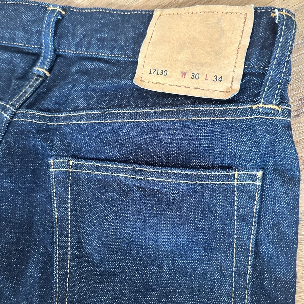 BUCK MASON 💙 Japanese Indigo Dark Wash Straight Leg Jeans Size 30Wx34L LIKE NEW - Picture 5 of 8
